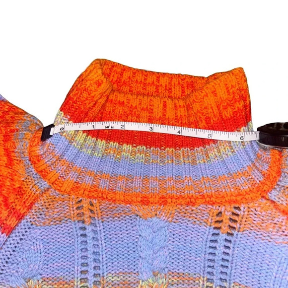 SOMETHING NAVY MULTI COLOR RUFFLE MOCK NECK SWEATER SIZE XS - Picture 4 of 9